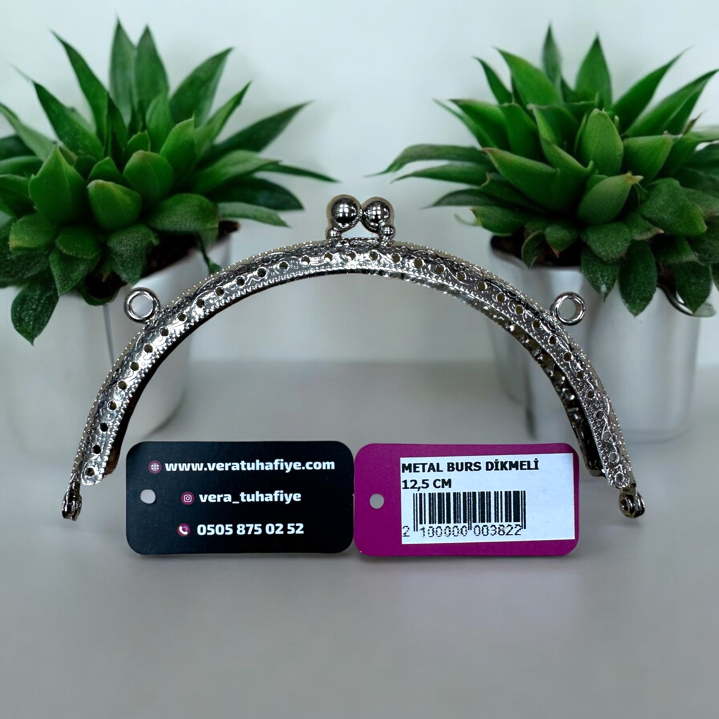 12.5 CM DİKMELİ BURS GÜMÜŞ